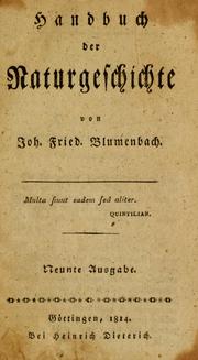 Cover of: Handbuch der Naturgeschichte by Johann Friedrich Blumenbach