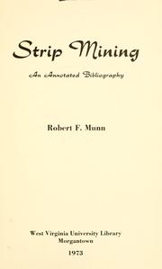 Cover of: Strip mining: an annotated bibliography