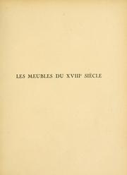 Cover of: Les meubles du XVIIIe siècle