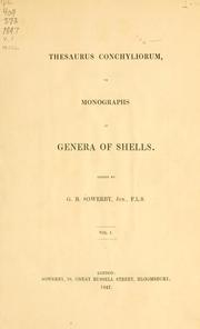 Cover of: Thesaurus conchyliorum, or, Monographs of genera of shells