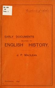 Cover of: Early documents relating to English history.