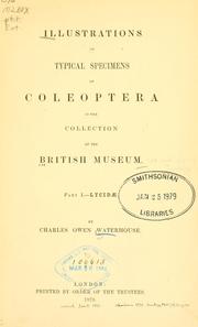 Cover of: Illustrations of typical specimens of Coleoptera in the collection of the British museum. by British Museum (Natural History). Department of Zoology