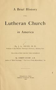 Cover of: A brief history of the Lutheran church in America