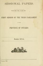 Cover of: ONTARIO SESSIONAL PAPERS. by Ontario. Legislative Assembly.