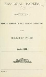 Cover of: ONTARIO SESSIONAL PAPERS. by Ontario. Legislative Assembly.