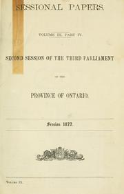 Cover of: ONTARIO SESSIONAL PAPERS. by Ontario. Legislative Assembly.