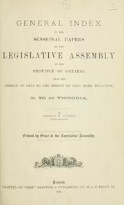 Cover of: ONTARIO SESSIONAL PAPERS. by Ontario. Legislative Assembly.