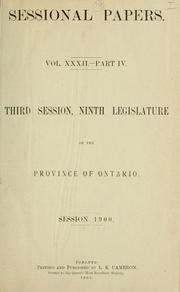 Cover of: ONTARIO SESSIONAL PAPERS. by Ontario. Legislative Assembly., Ontario. Legislative Assembly.