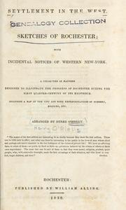 Cover of: Settlement in the West: sketches of Rochester with incidental notices of western New-York