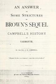 Cover of: answer to some strictures in Brown's sequel to Campbell's History of Yarmouth