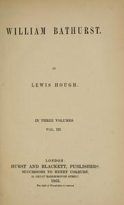 Cover of: William Bathurst. by Lewis Hough