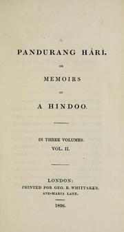 Cover of: Pandurang Hàrì: or Memoirs of a Hindoo ...