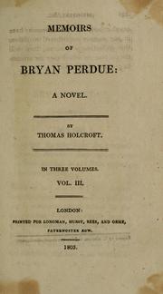 Cover of: Memoirs of Bryan Perdue by Thomas Holcroft
