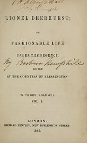 Cover of: Lionel Deerhurst, or, Fashionable life under the Regency by Barbara (Hare) Hemphill