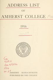 Cover of: Address list of Amherst College, 1916. by Amherst College