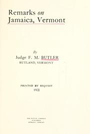 Remarks on Jamaica, Vermont by F. M. Butler