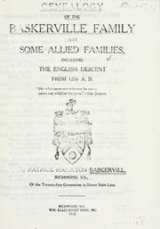 Cover of: Genealogy of the Baskerville family and some allied families: including the English descent from 1266 A.D.