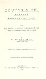 Cover of: Coutts & Co., bankers, Edinburgh and London: being the memoirs of a family distinguished for its public services in England and Scotland