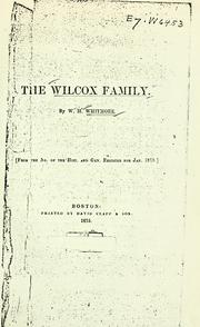 Cover of: The Wilcox family by William Henry Whitmore, William Henry Whitmore