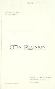 Cover of: Olin reunion: reports of the 5th annual Olin reunion, held in Kent, Ohio, 1890 ... by 