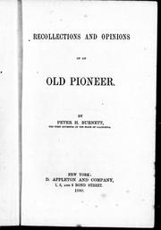 Cover of: Recollections and opinions of an old pioneer