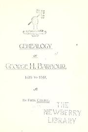 Cover of: Genealogy of George H. Barbour, 1635-1897