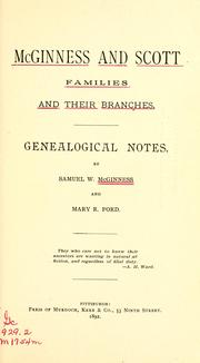 Cover of: McGinness and Scott families and their branches.: Genealogical notes.