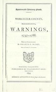 Cover of: Worcester County, Massachusetts, warnings, 1737-1788