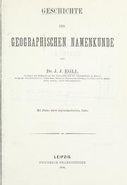 Cover of: Geschichte der Geographischen Namenkunde.