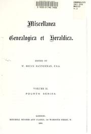 Cover of: Miscellanea genealogica et heraldica.