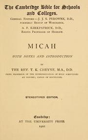 Cover of: Micah: with notes and introduction