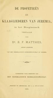 Cover of: De Profetieën en klaagliederen van Jeremia, in het Boegineesch