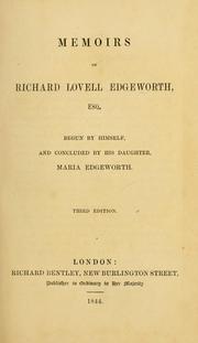 Cover of: Memoirs of Richard Lovell Edgeworth, esq.