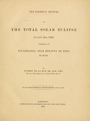 Cover of: On the total solar eclipse of July 18th, 1860 by Warren De la Rue