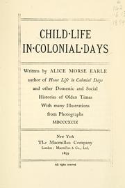 Cover of: Child life in colonial days