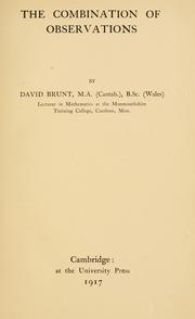 Cover of: The combination of observations