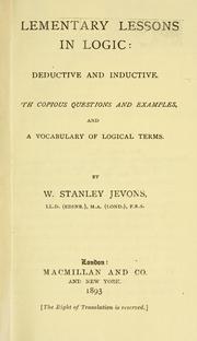 Cover of: Elementary lessons in logic by William Stanley Jevons
