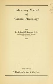 Cover of: Laboratory manual of general physiology