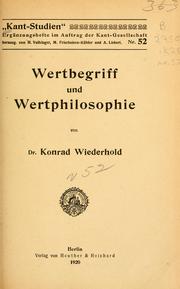 Cover of: Wertbegriff und wertphilosophie. by Konrad Wiederhold