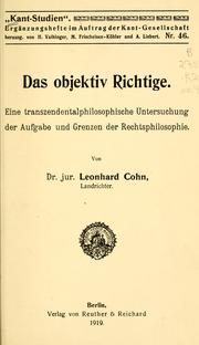 Front cover of Das objektiv richtige by Leonhard Cohn