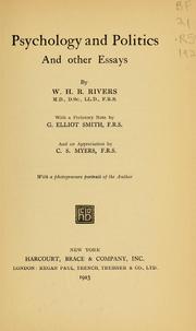 Psychology and politics by W. H. R. Rivers