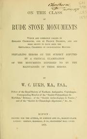 On the class of rude stone monuments by W. C. Lukis