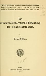 Cover of: Die erkenntnistheoretische bedeutung der relativitätstheorie by Ewald Sellien