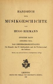 Cover of: Handbuch der Musikgeschichte by Hugo Riemann