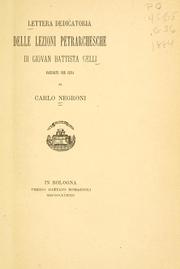 Cover of: Lettera dedicatoria delle Lezioni Petrarchesche di Giovan Battista Gelli