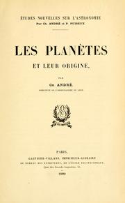 Cover of: planètes et leur origine.