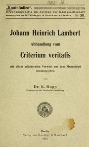 Cover of: Abhandlung vom Criterium veritatis