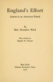 Cover of: England's effort: letters to an American friend
