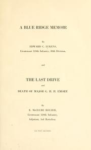 Cover of: A Blue Ridge memoir by Edward C. Lukens
