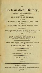 Cover of: An ecclesiastical history, ancient and modern by Johann Lorenz Mosheim
